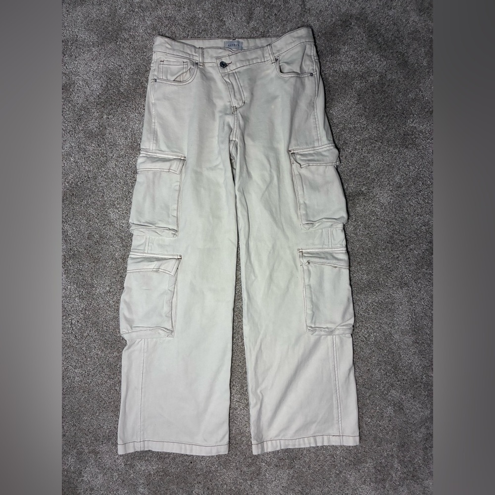 Pac Sun Eco White Cream 90s Fit Low Rise Cargo Pants